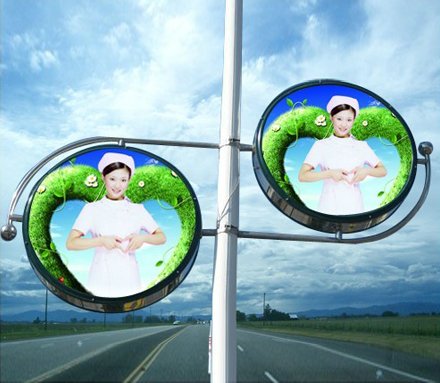 不銹鋼圓形雙掛燈箱